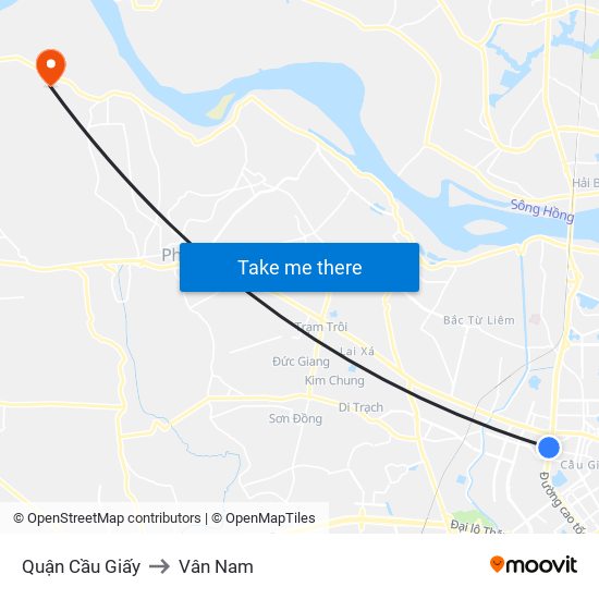 Quận Cầu Giấy to Vân Nam map