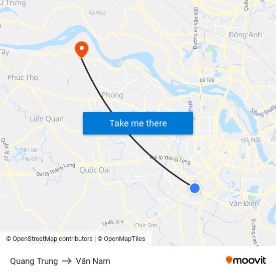 Quang Trung to Vân Nam map