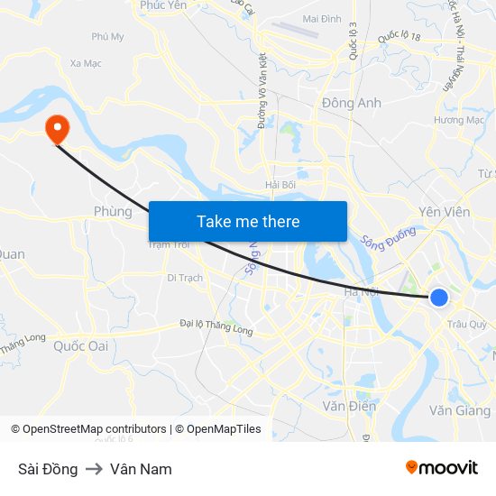 Sài Đồng to Vân Nam map