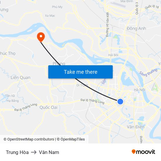 Trung Hòa to Vân Nam map