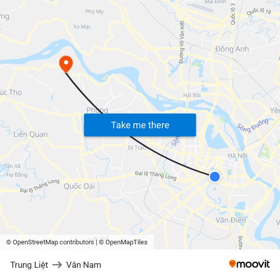 Trung Liệt to Vân Nam map