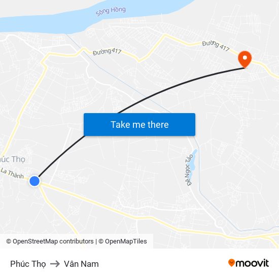 Phúc Thọ to Vân Nam map