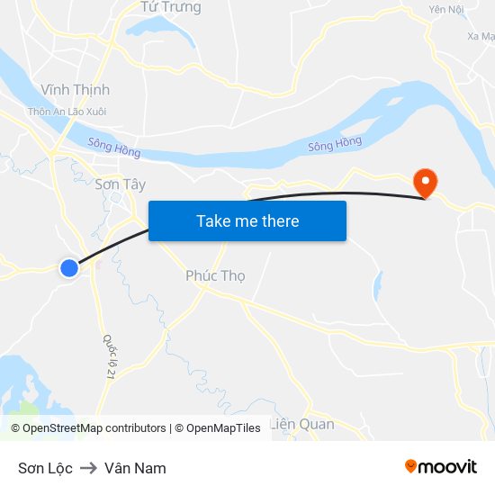 Sơn Lộc to Vân Nam map