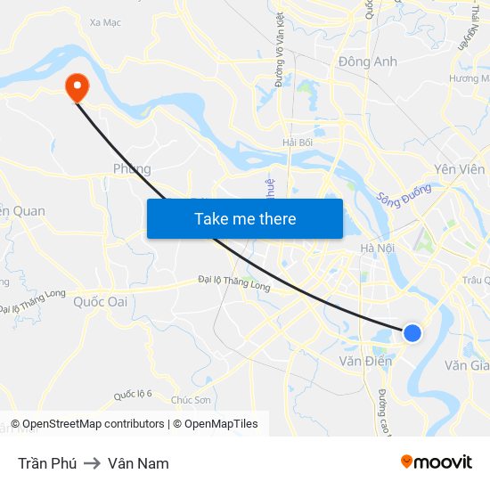 Trần Phú to Vân Nam map