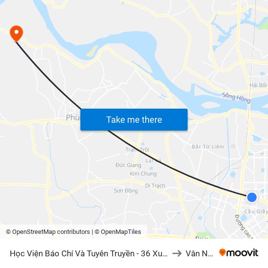 Học Viện Báo Chí Và Tuyên Truyền - 36 Xuân Thủy to Vân Nam map