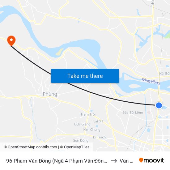 96 Phạm Văn Đồng (Ngã 4 Phạm Văn Đồng - Xuân Đỉnh) to Vân Nam map