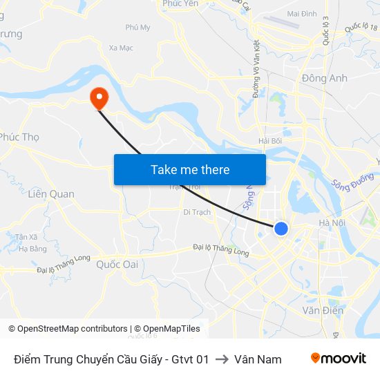 Điểm Trung Chuyển Cầu Giấy - Gtvt 01 to Vân Nam map