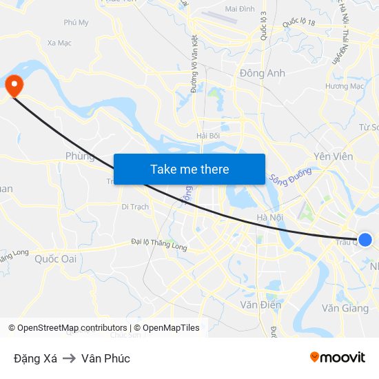 Đặng Xá to Vân Phúc map