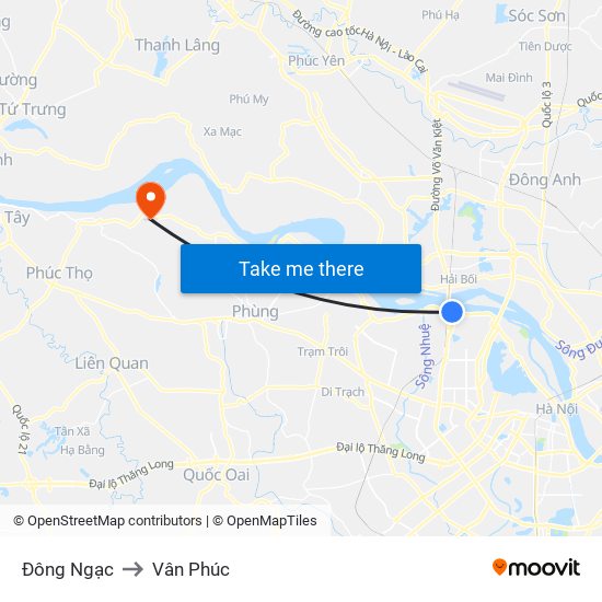 Đông Ngạc to Vân Phúc map