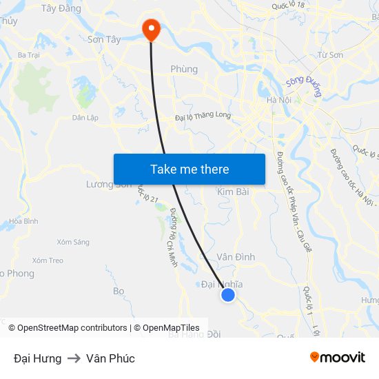 Đại Hưng to Vân Phúc map