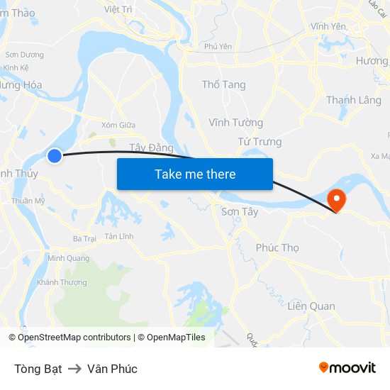 Tòng Bạt to Vân Phúc map