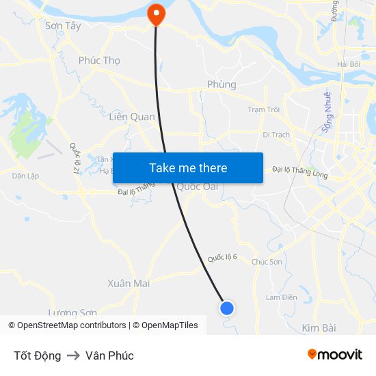 Tốt Động to Vân Phúc map