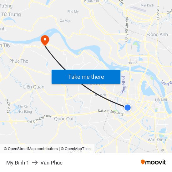 Mỹ Đình 1 to Vân Phúc map