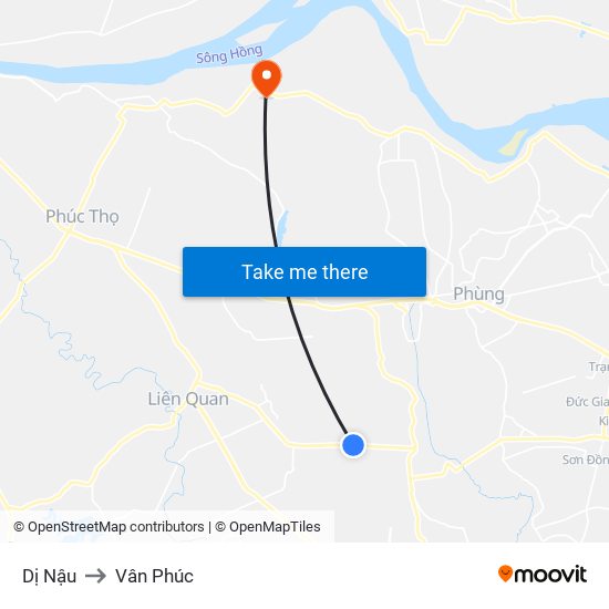 Dị Nậu to Vân Phúc map