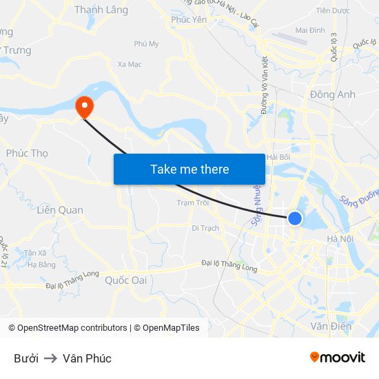 Bưởi to Vân Phúc map