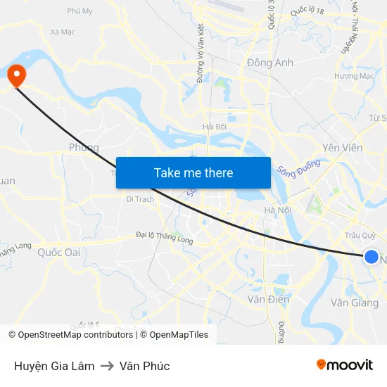 Huyện Gia Lâm to Vân Phúc map