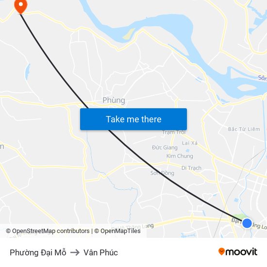 Phường Đại Mỗ to Vân Phúc map