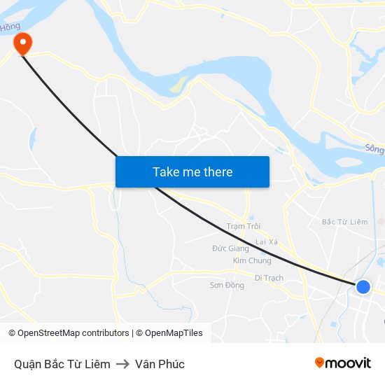 Quận Bắc Từ Liêm to Vân Phúc map