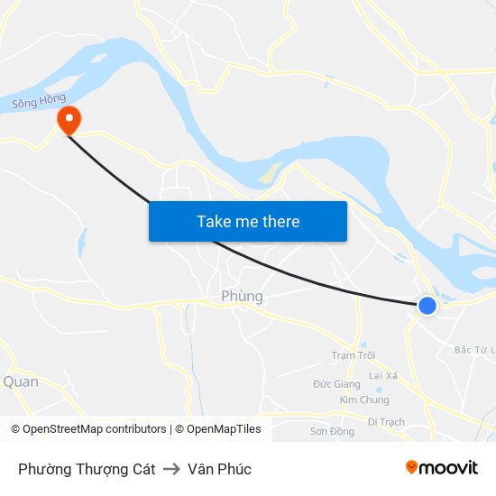 Phường Thượng Cát to Vân Phúc map