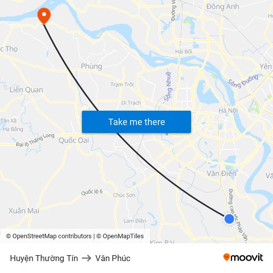 Huyện Thường Tín to Vân Phúc map