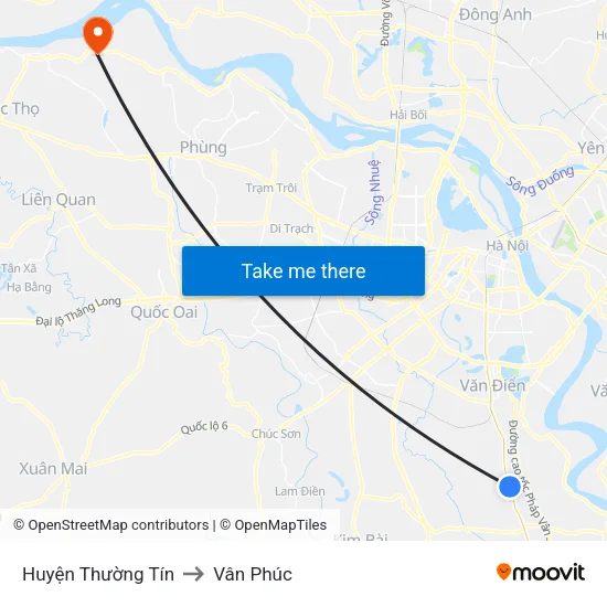 Huyện Thường Tín to Vân Phúc map