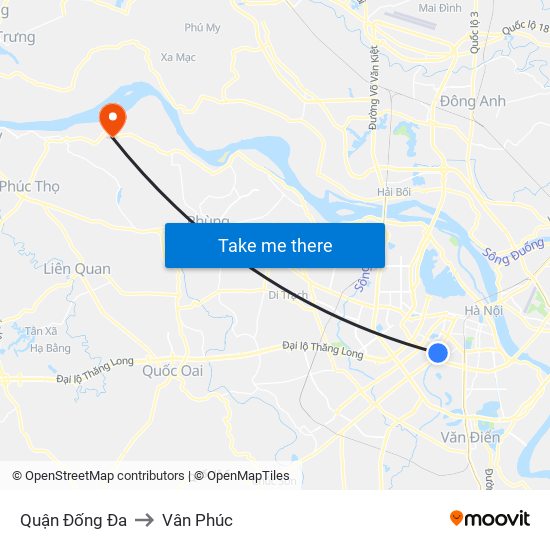 Quận Đống Đa to Vân Phúc map