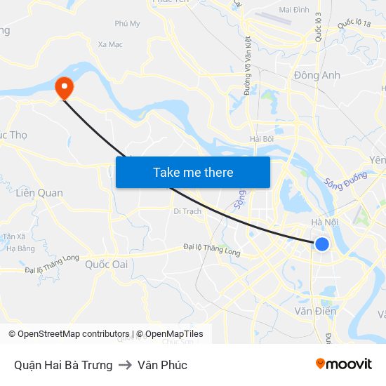 Quận Hai Bà Trưng to Vân Phúc map