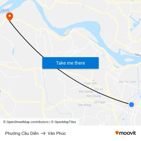 Phường Cầu Diễn to Vân Phúc map