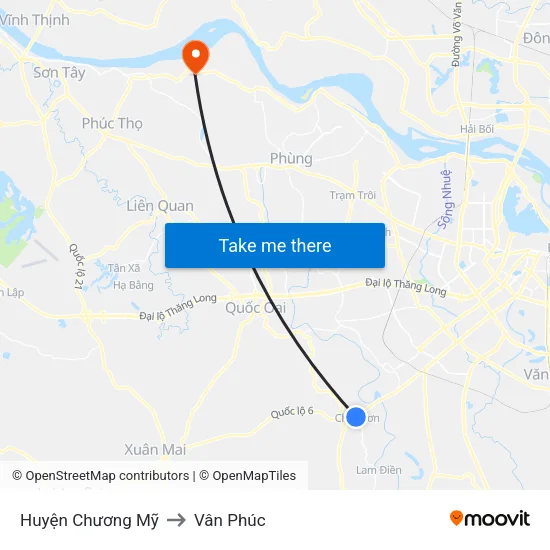 Huyện Chương Mỹ to Vân Phúc map