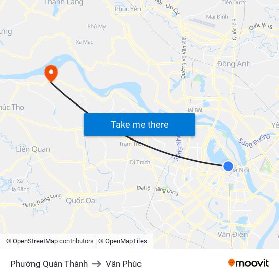 Phường Quán Thánh to Vân Phúc map