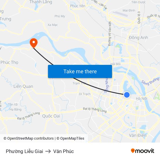 Phường Liễu Giai to Vân Phúc map