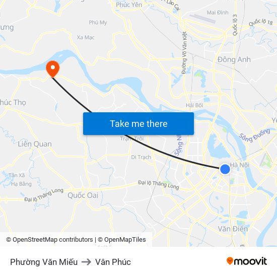 Phường Văn Miếu to Vân Phúc map