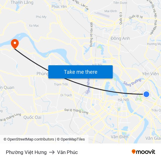 Phường Việt Hưng to Vân Phúc map