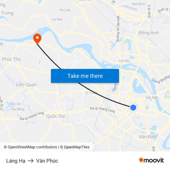 Láng Hạ to Vân Phúc map