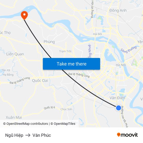 Ngũ Hiệp to Vân Phúc map