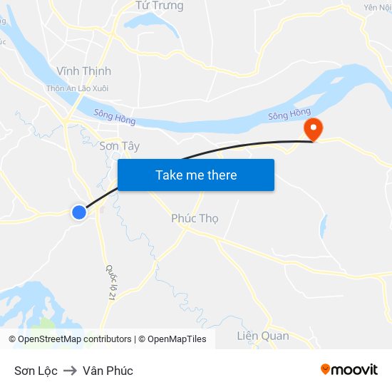 Sơn Lộc to Vân Phúc map