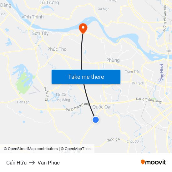 Cấn Hữu to Vân Phúc map