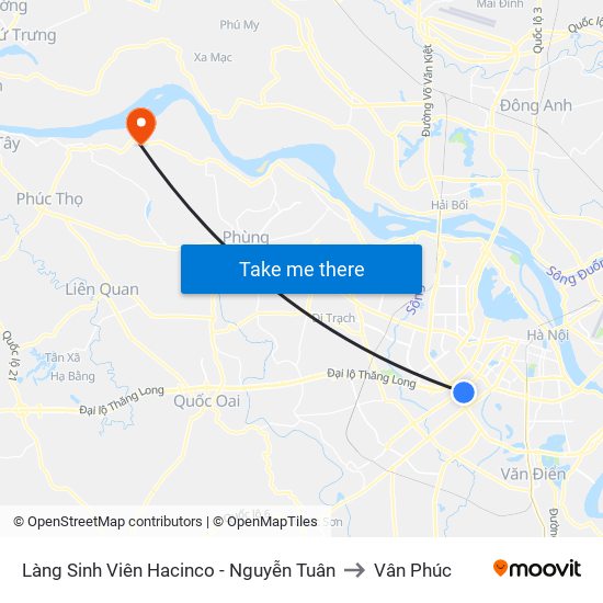 Làng Sinh Viên Hacinco - Nguyễn Tuân to Vân Phúc map