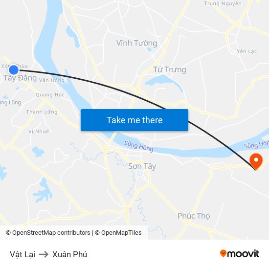 Vật Lại to Xuân Phú map