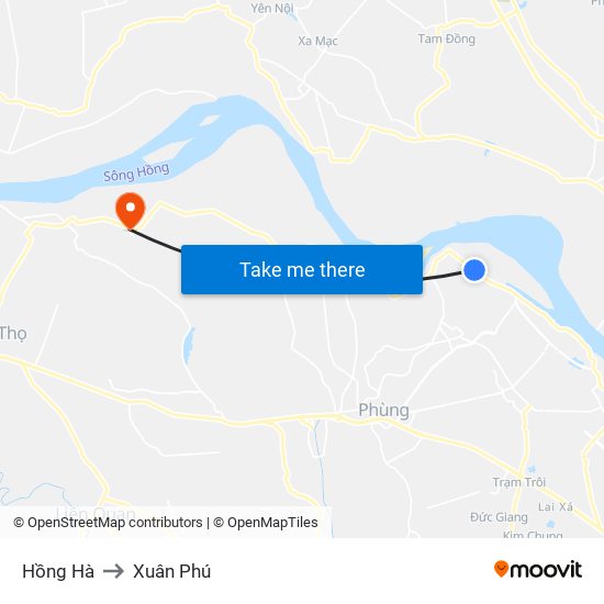 Hồng Hà to Xuân Phú map