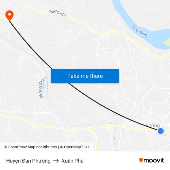 Huyện Đan Phượng to Xuân Phú map