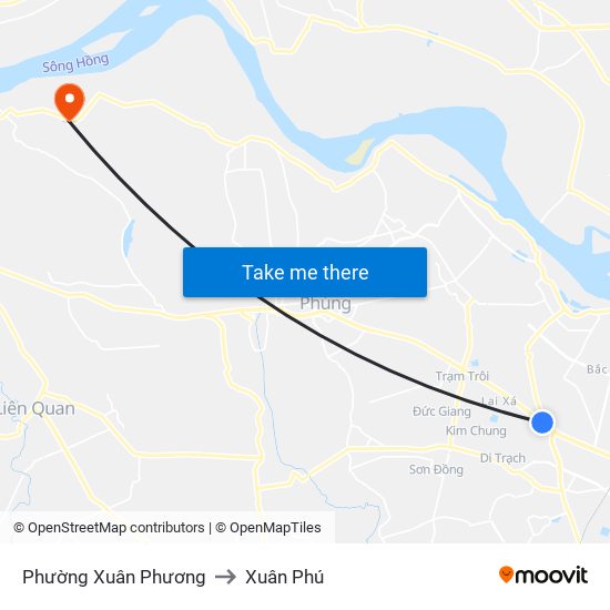 Phường Xuân Phương to Xuân Phú map