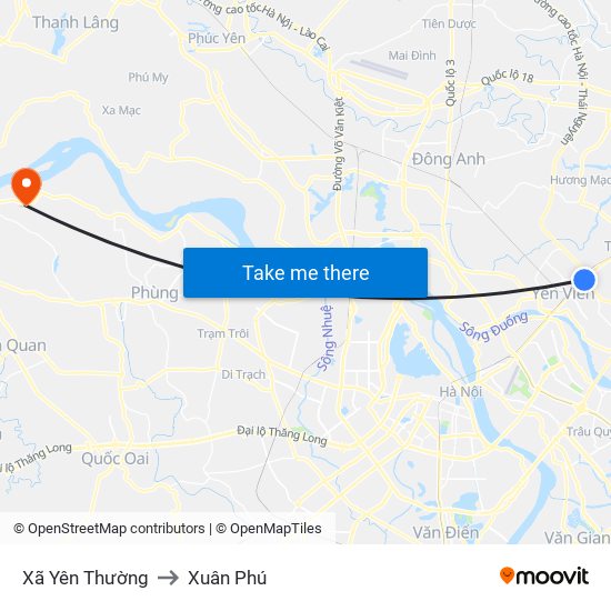 Xã Yên Thường to Xuân Phú map