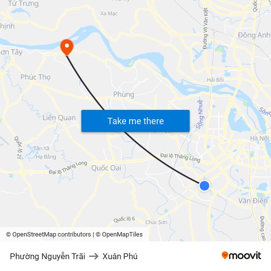 Phường Nguyễn Trãi to Xuân Phú map