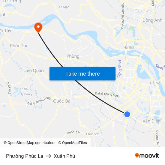 Phường Phúc La to Xuân Phú map