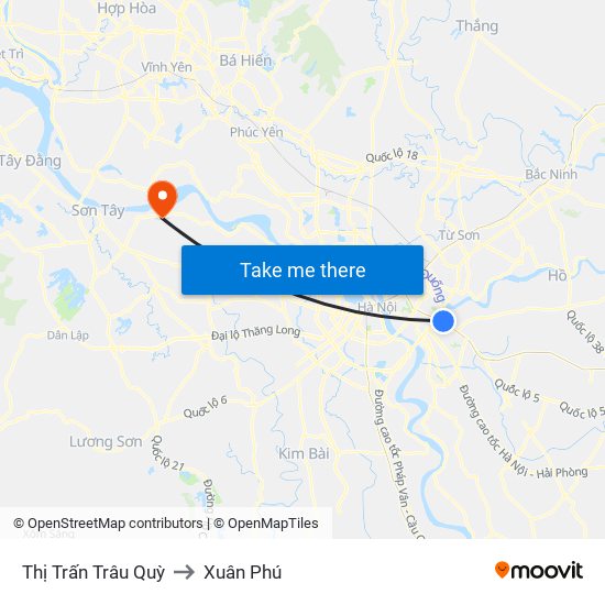 Thị Trấn Trâu Quỳ to Xuân Phú map