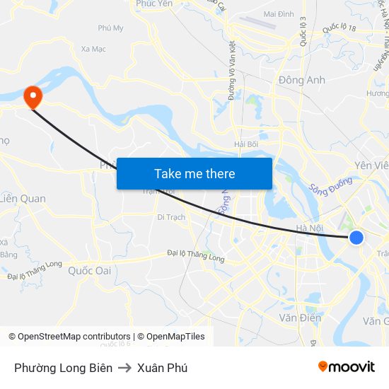 Phường Long Biên to Xuân Phú map