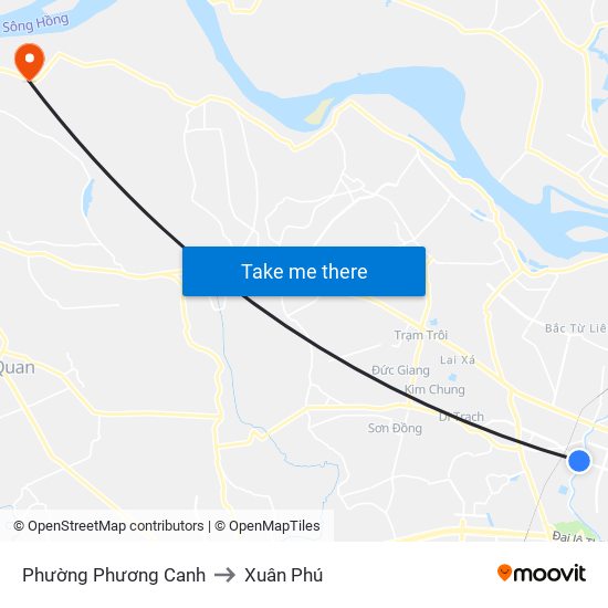 Phường Phương Canh to Xuân Phú map