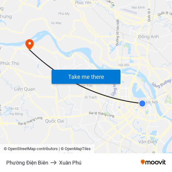 Phường Điện Biên to Xuân Phú map