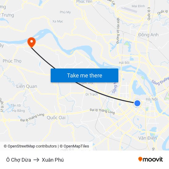 Ô Chợ Dừa to Xuân Phú map